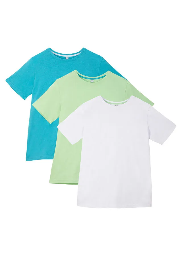 Camiseta para niños (3 unidades) Verde agua oscuro/menta suave/blanco